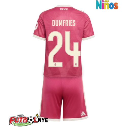 Camiseta Real Madrid Denzel Dumfries #24 Tercera Equipación para niños 2026-27 manga corta (+ pantalones cortos)
